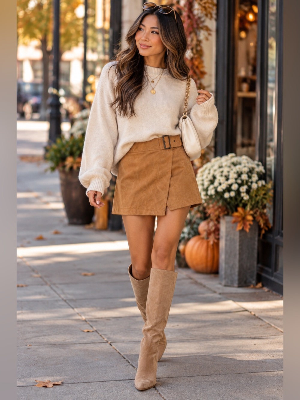 Free People Faux Leather Wrap Skort Tan Brown Belted Mini Skirt Size 0